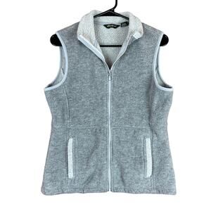 Eddie Bauer Polartec Womens Jacket Gray Gilet Vest Fleece Full Zip Soft Small